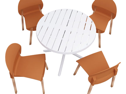 4 Piece Set Of Single Chairs, Traditional Elements With Round Table