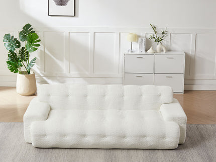 Cloud Series Minimalist Button Tufted Square Arm 3 Seater Sofa