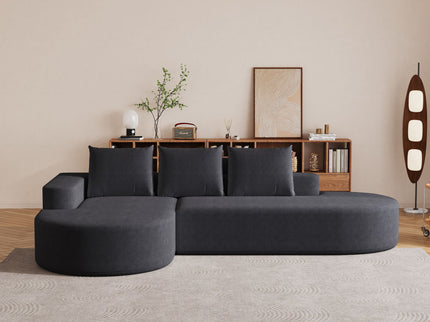 Modern Curved Sofa, L-Shaped Modular Sectional Set With 3 Pillows