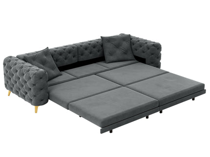 3 In 1 Convertible Sleeper, Deep Seat Pull Out Sofa Bed, Button Tufted