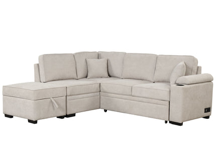 Sleeper Sofa Bed, 2 In 1 Pull Out Sofa Bed L Shape Couch With Storage Ottoman For Living Room, Bedroom Couch And Small Apartment