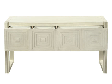 Geometric Carved Console Table With 3 Soft Close Drawers