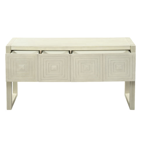 Geometric Carved Console Table With 3 Soft Close Drawers