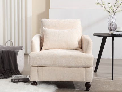 Modern Mid Century Wood Frame Armchair With Tufted Design