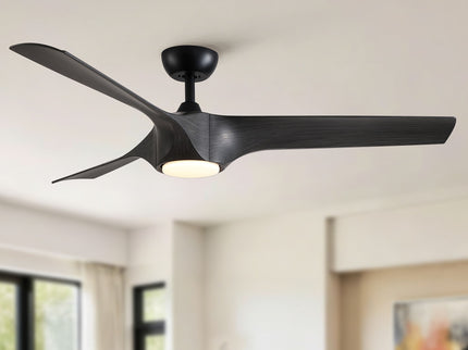 Reversible Quiet Motor Ceiling Fan Light With ABS Blades - Black / Gray