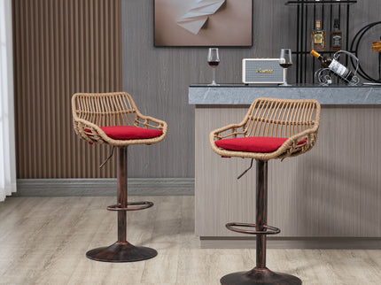Modern Swivel Bar Stools Adjustable Counter Chairs With Footrest (Set of 2)