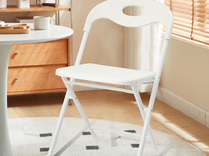 Folding Chairs, Stackable & Waterproof (Set of 4) - White