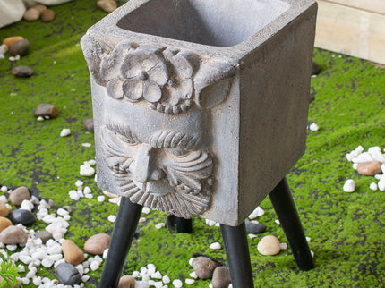 Greek God Statue Planter With Legs - Gray