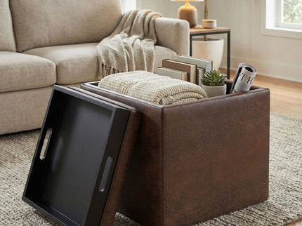 Rockwood - Upholstered Cube Storage Ottoman With Tray