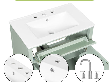 Modern Bathroom Vanity With Sink, 3 Drawers And Adjustable Shelf