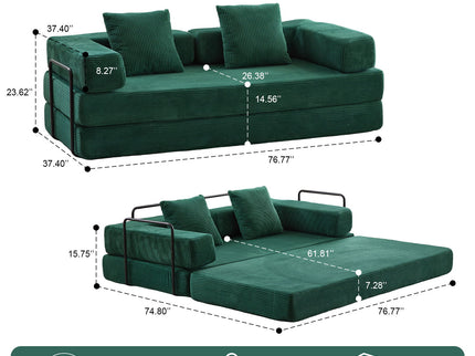 Floor Couch, Convertible Floor Sofa Bed With Pillow Back Support Armrest