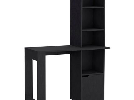 Writing Desk With Bookcase And Cabinet - Black