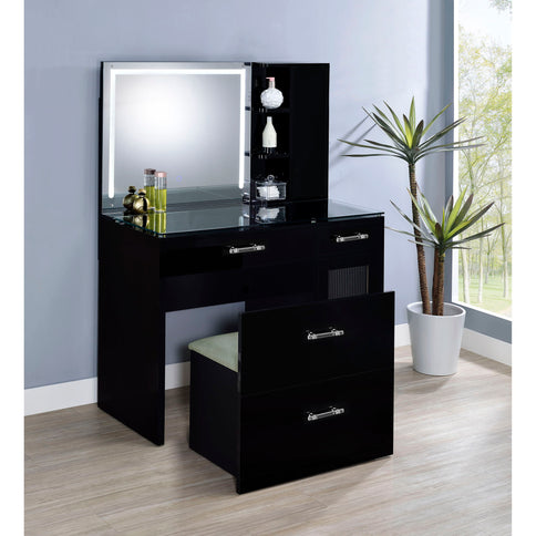 Kerr - 2 Drawer Makeup Vanity Table With Mirror And Stool