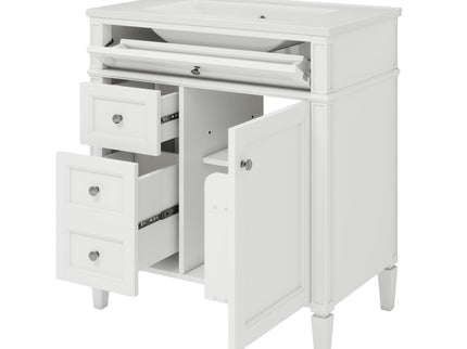 Bathroom Vanity With Top Sink, Modern Bathroom Storage Cabinet With 2 Drawers And A Tip-Out Drawer