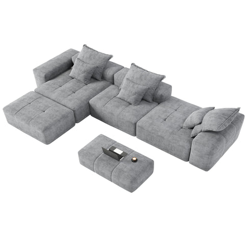 Modern Oversized, Modular Sectional Sofa With Pillows