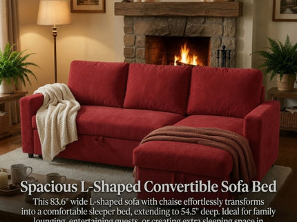 L - Shaped Convertible Sofa Bed With Storage Chaise