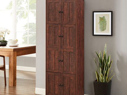 Tall Storage Cabinet With 8 Doors And 4 Shelves, Wall Storage Cabinet For Living Room, Kitchen, Office, Bedroom, Bathroom