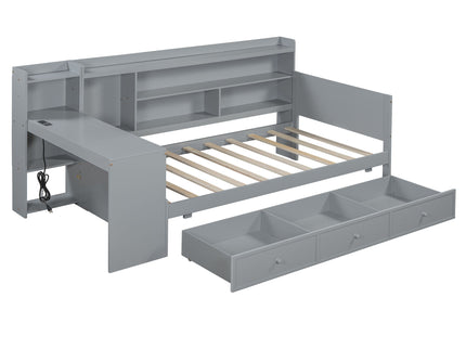 Daybed With 3 Drawers USB Ports And Desk