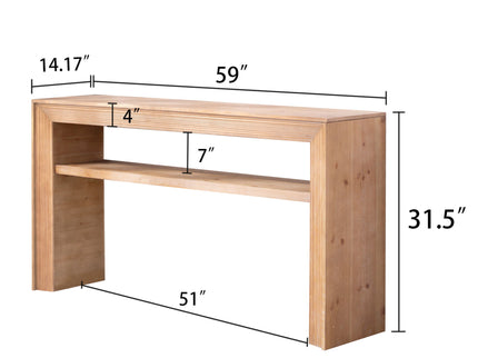Console Table With Storage Shelf - Antique Natural / Light Natural / Natural