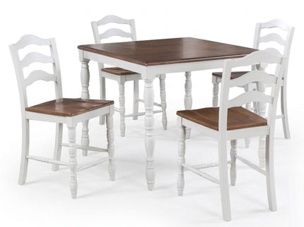 5 Piece Counter Height Dining Set With Table 4 Chairs - Oak / White