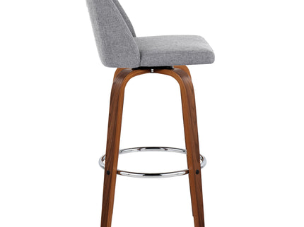 Toriano - Mid Century Modern Fixed Height, Barstool With Swivel With Round Footrest (Set of 2)