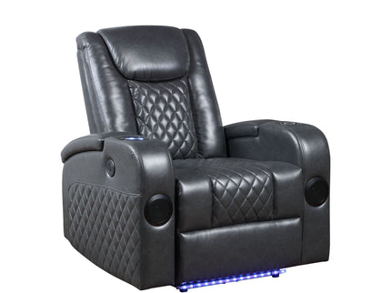 Alair - Leather Aire Power Motion Recliner With Bluetooth, Wireless Charger Cupholder - Dark Gray