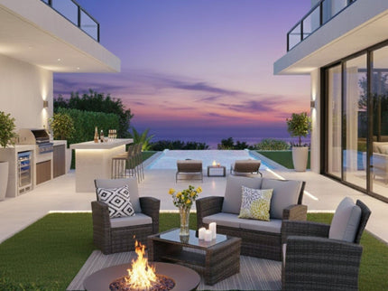 Modern Patio Set With Table And Cushions