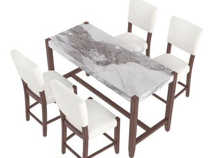 5 Piece Counter Height Dining Set With 4 Upholstered Chairs