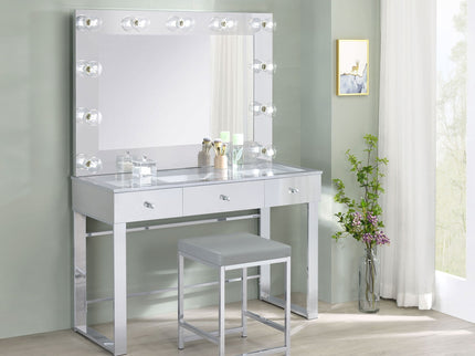 Trevor - 3 Drawer Makeup Vanity Table With Mirror - Chrome