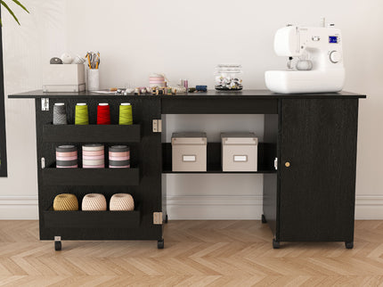 Foldable Sewing Table With Locking Casters