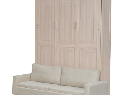Queen Size Murphy Bed With Sofa And LED - Beige
