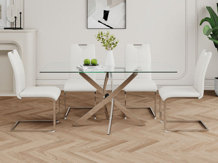 Modern Dining Chairs With Padded Seat And Metal Legs