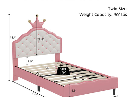 Lovely Crown Fantasy Princess Bed With Tufted Headboard