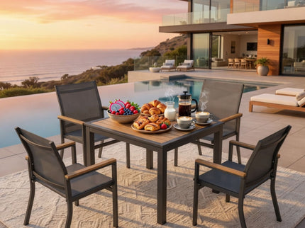 Outdoor Square Patio Slatted Dining Table - Gray