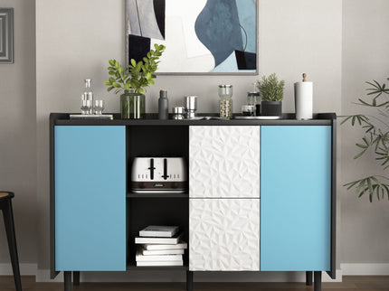 Modern Sideboard Buffet Cabinet With Doors And Unique Panel Styling