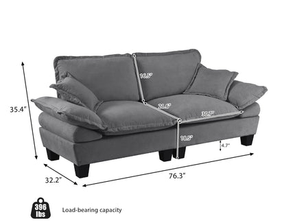 2 Seater Modular Loveseat With Curved Armrests