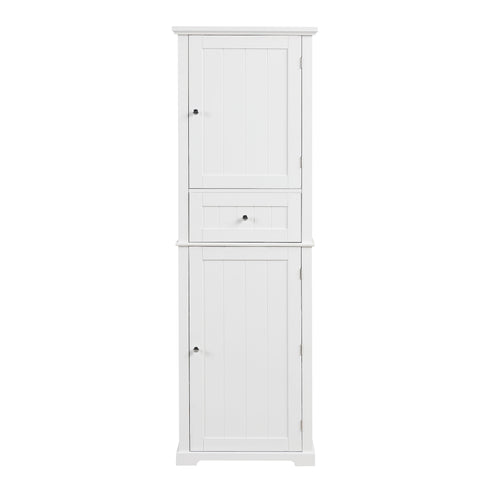 Tall Freestanding Bathroom Storage Cabinet With Drawer And Adjustable Shelf