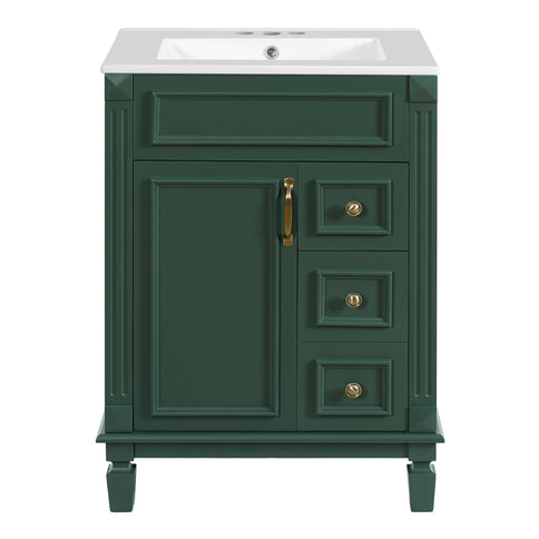 Bathroom Vanity With Sink, Compact Cabinet & 2 Drawers And Adjustable Shelf