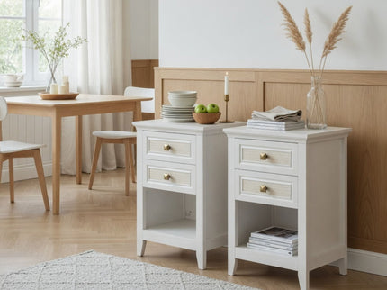 Nightstand With 2 Drawers Bedside Table