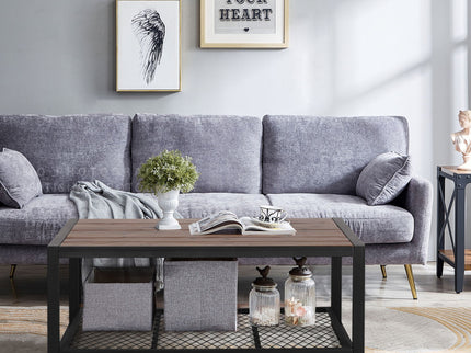 Console Coffee Table With Reclaimed Wood Finish, For Living Room - Natural