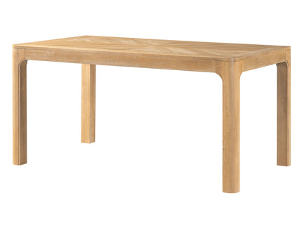 Rectangular Dining Table With Parquet Top, Rounded Corners