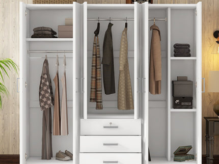 6 Doors Wardrobe Storage For Bedroom, With Big Drawers