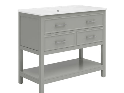 Bathroom Vanity With Ceramic Sink, Tip Out Tray & 2 Full Extension Drawers