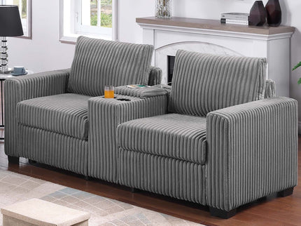 Modern Style 2 Piece Sofa Set With Cup Holders & Charging Port