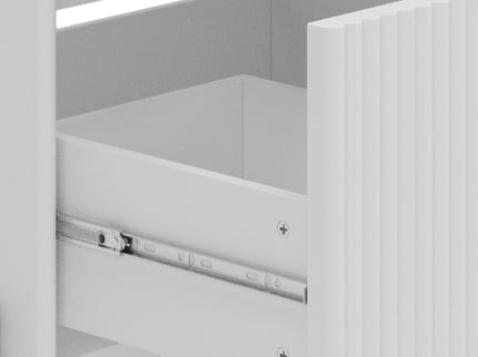 Fluted Bathroom Vanity With Ceramic Sink, Freestanding Design