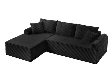 Modular Sectional With Arched Armrests, Includes 3 Back Cushions & 2 Throw Pillows
