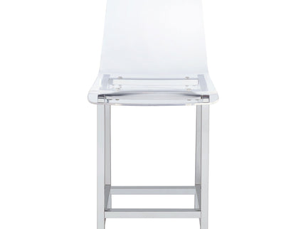 Counter Height Stools With Curved Back Design (Set of 2) - Clear