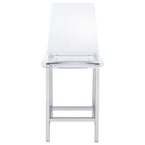 Counter Height Stools With Curved Back Design (Set of 2) - Clear