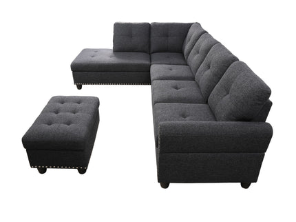 Alger - Left Hand Facing Sofa & Chaise With Ottoman