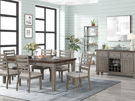 2 Tone 6 Drawer Dining Table - Gray